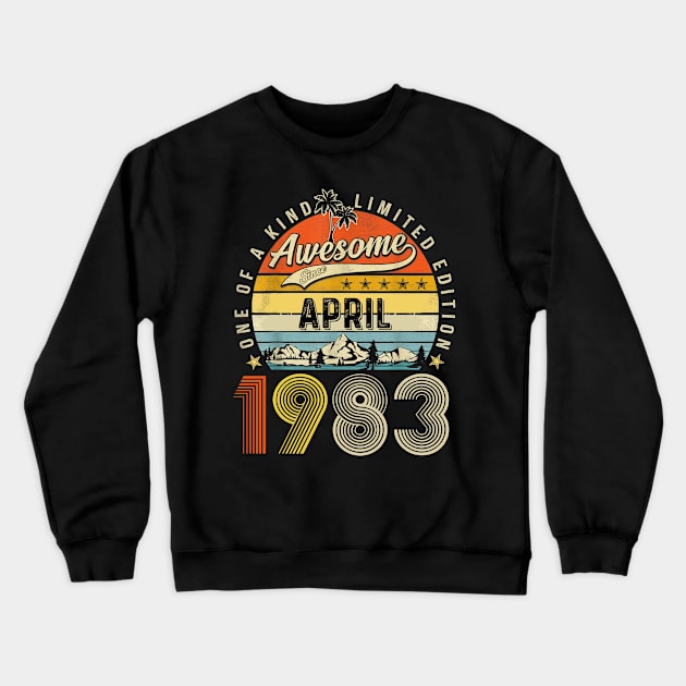 Awesome Since April 1983 Vintage 40th Birthday Crewneck Sweatshirt by Gearlds Leonia